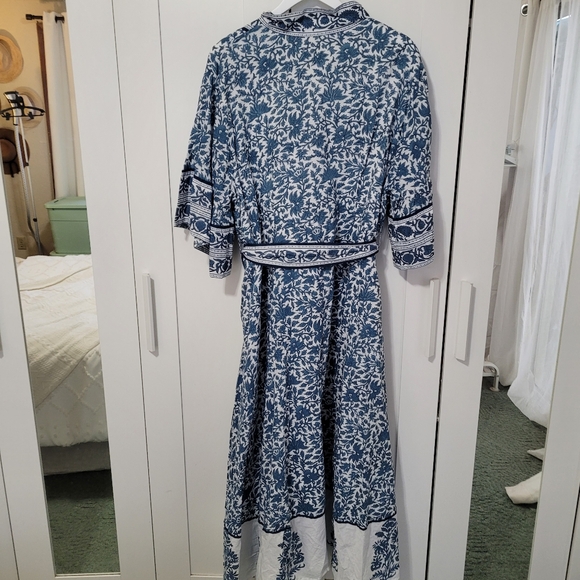 Anthropologie Sue Sartor Palladio Kaftan Blue Maxi Dress - Picture 8 of 10